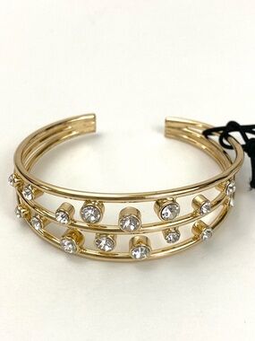 BCBGeneration Gold-Tone Triple Row Crystal Cuff Bracelet